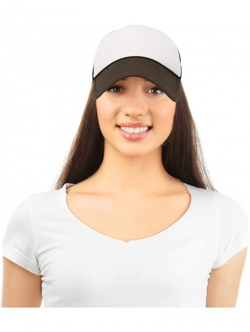 Baseball Caps Two Tone Trucker Hat Summer Mesh Cap with Adjustable Snapback Strap - Brown White - CQ119N21PNJ $13.74