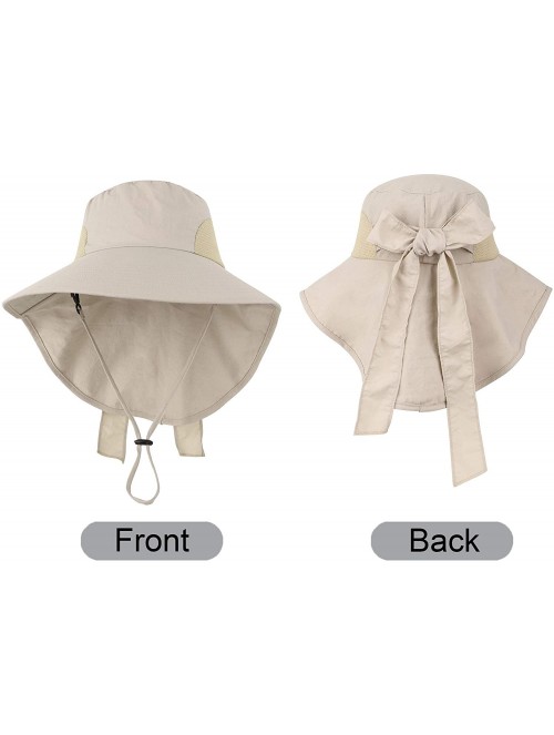 Sun Hats Womens Foldable Flap UPF 50+ UV Protective Bucket Sun Hat w/Neck Cord - Women_khaki - CM18CU44OGC $20.88