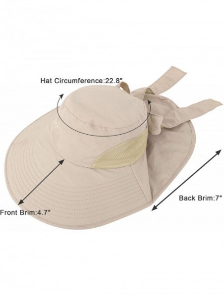 Sun Hats Womens Foldable Flap UPF 50+ UV Protective Bucket Sun Hat w/Neck Cord - Women_khaki - CM18CU44OGC $20.88