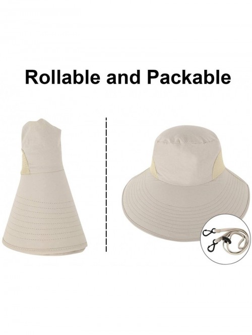 Sun Hats Womens Foldable Flap UPF 50+ UV Protective Bucket Sun Hat w/Neck Cord - Women_khaki - CM18CU44OGC $20.88