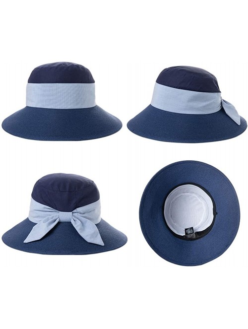 Newsboy Caps Womens UPF50+ Linen/Cotton Summer Sunhat Bucket Packable Hats w/Chin Cord - 00772_navy - CC18W3ZDW5O $27.16