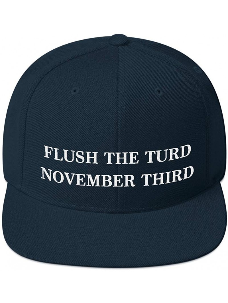 Baseball Caps Flush The Turd November Third Hat (Embroidered Wool Blend Cap) Anti Donald Trump - Dark Navy - C918XSNUUHR $28.14