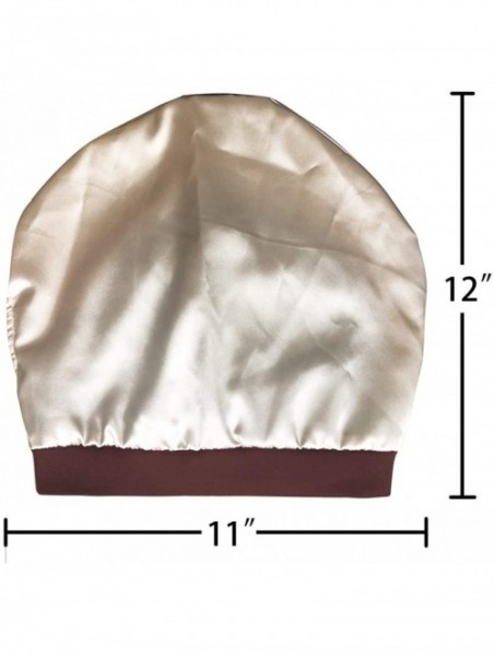 Skullies & Beanies Satin Lined Sleep Cap Cotton Slap Hat Slouchy Beanie Night Bonnet - Coffee - CQ18XGU24YR $11.54