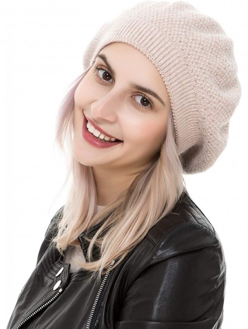 Berets Womens Beret Hat Wool Knitted Cap with Sparkling Rhinestones Solid Color Stretchy Beanie Tam Hats - CK18Y0A66GZ $28.58