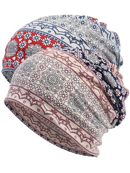 Skullies & Beanies Women's Sleep Soft Headwear Cotton Lace Beanie Hat Hair Covers Night Sleep Cap - Color Mix 11&12 - CA192QQ...