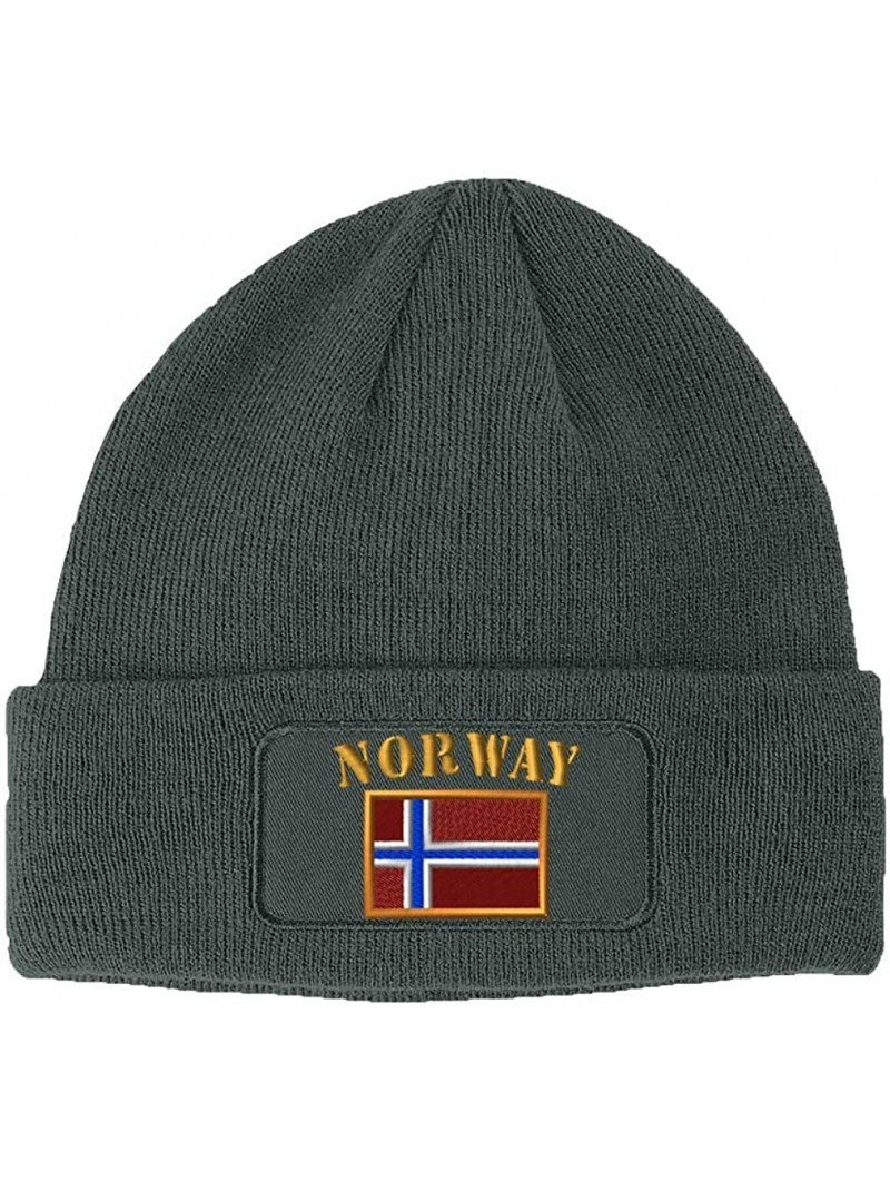 Skullies & Beanies Patch Beanie for Men & Women Norway Flag Embroidery Skull Cap Hats 1 Size - Dark Grey - CC18ZOS4OKD $27.92