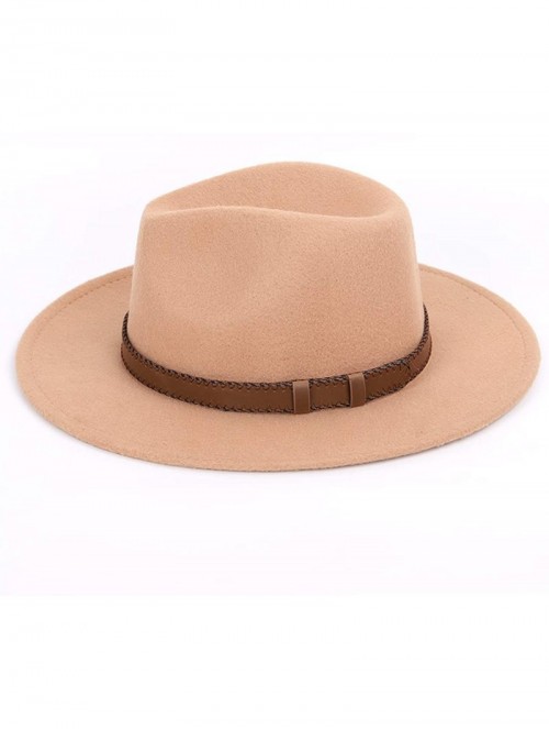 Fedoras Women Men Wide Brim Fedora hat Wool Pork Pie Flat Top Hat Vintage Felt hat Gambler Hat - Black - CO18Q7S49GR $24.94