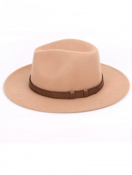 Fedoras Women Men Wide Brim Fedora hat Wool Pork Pie Flat Top Hat Vintage Felt hat Gambler Hat - Black - CO18Q7S49GR $24.94