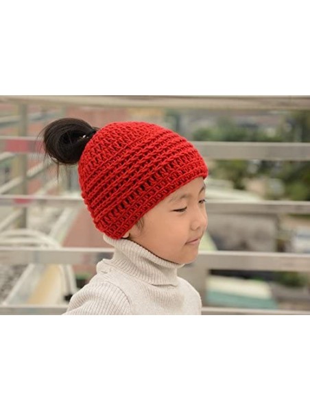 Skullies & Beanies Messy Bun Hats Ponytail Beanie Homemade Chirstmas Gifts - Red - C912OCVRE5C $23.77