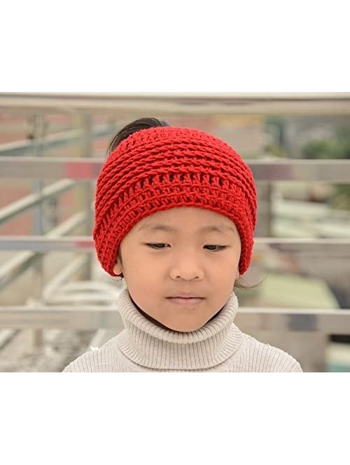 Skullies & Beanies Messy Bun Hats Ponytail Beanie Homemade Chirstmas Gifts - Red - C912OCVRE5C $23.77