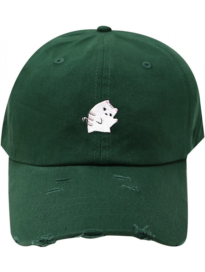 Baseball Caps Cute Cat Cotton Baseball Dad Cap - Ripped Kelly Green Qv440 - C018CXI4W4Y $13.03