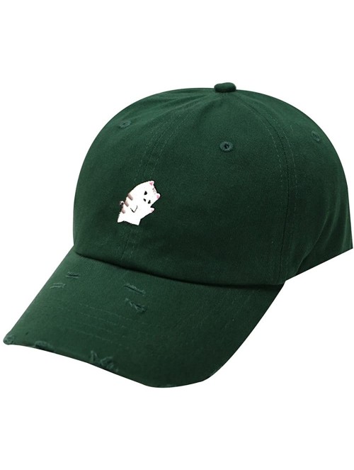 Baseball Caps Cute Cat Cotton Baseball Dad Cap - Ripped Kelly Green Qv440 - C018CXI4W4Y $13.03