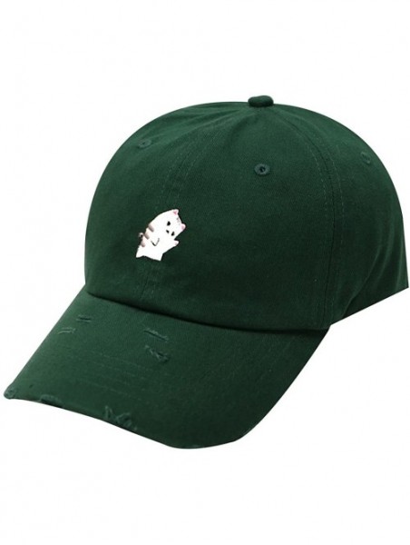 Baseball Caps Cute Cat Cotton Baseball Dad Cap - Ripped Kelly Green Qv440 - C018CXI4W4Y $13.03