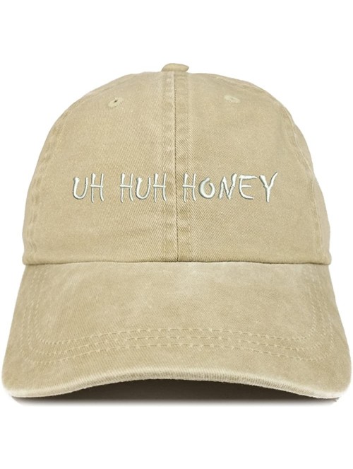 Baseball Caps Uh Huh Honey Embroidered Washed Cotton Adjustable Cap - Khaki - CJ12IFNSAJ7 $19.00