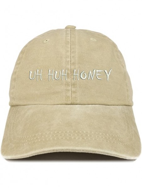 Baseball Caps Uh Huh Honey Embroidered Washed Cotton Adjustable Cap - Khaki - CJ12IFNSAJ7 $19.00