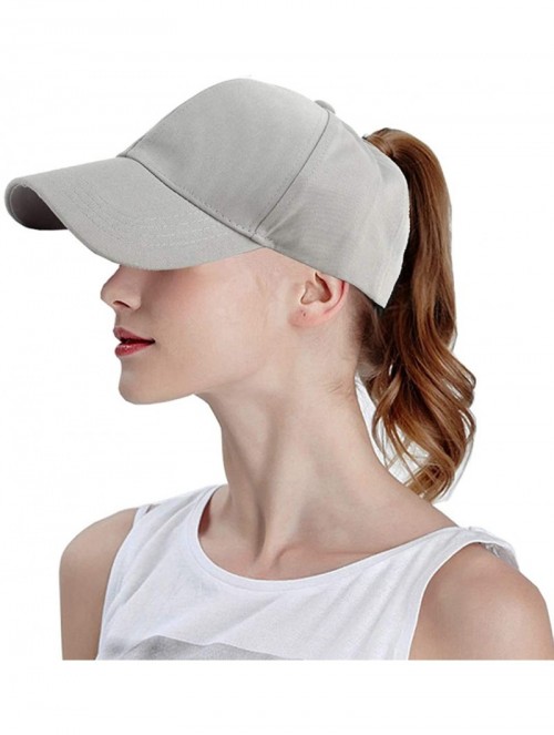 Baseball Caps Distressed Ponytail Hat Baseball Women Cotton Retro Cap (Gray- Adjustable) - CE18SRUUG3H $12.43