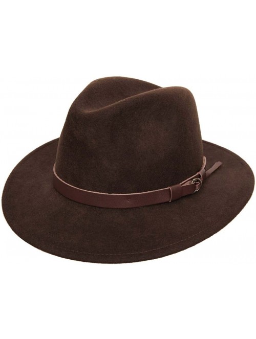 Fedoras Classique Traveller Wool Felt Fedora Hat Packable - Marron - CX110ALLGMV $45.40