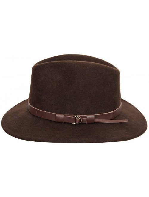 Fedoras Classique Traveller Wool Felt Fedora Hat Packable - Marron - CX110ALLGMV $45.40