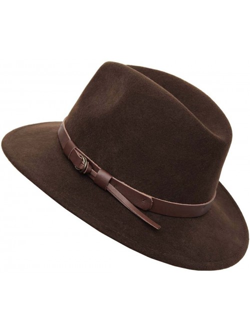 Fedoras Classique Traveller Wool Felt Fedora Hat Packable - Marron - CX110ALLGMV $45.40