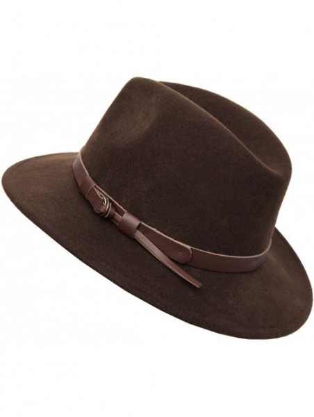 Fedoras Classique Traveller Wool Felt Fedora Hat Packable - Marron - CX110ALLGMV $45.40