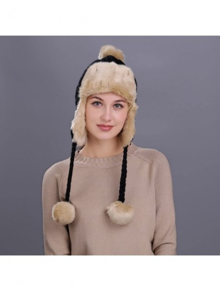 Skullies & Beanies Warm Women Winter Hat with Ear Flaps Snow Ski Thick Knit Wool Beanie Cap Hat - Black 5 - C11880QKS65 $18.65