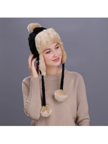 Skullies & Beanies Warm Women Winter Hat with Ear Flaps Snow Ski Thick Knit Wool Beanie Cap Hat - Black 5 - C11880QKS65 $18.65