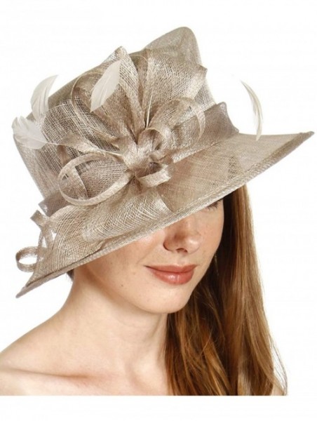 Bucket Hats Dress Derby hat Women- for Church Party Kentucky Bridal Wedding Cocktail- Wide Brim Flower Cloche Bucket - Silver...