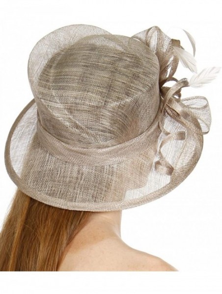 Bucket Hats Dress Derby hat Women- for Church Party Kentucky Bridal Wedding Cocktail- Wide Brim Flower Cloche Bucket - Silver...