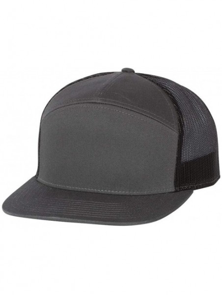 Baseball Caps Seven-Panel Trucker Cap - 168 - Charcoal/ Black - C718UNE8XAE $13.40