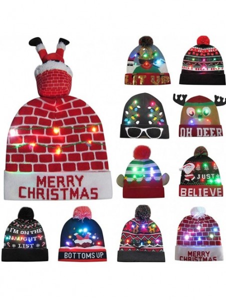 Baseball Caps FarJing Ugly LED Christmas Hat-Unisex Novelty Colorful Light-up Stylish Knitted Sweater Xmas Party Beanie Cap -...