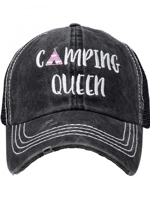 Baseball Caps Dad Hat Unisex Mesh Trucker Distressed Vintage Patch Baseball Cap - Camping Queen - Black - CS1975RHU9H $17.68