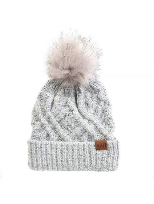 Skullies & Beanies Alpha Delta Pi Faux Fur Pom Beanie Hat Winter ADPi Gray - C818NL0EY3O $25.36