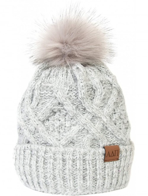 Skullies & Beanies Alpha Delta Pi Faux Fur Pom Beanie Hat Winter ADPi Gray - C818NL0EY3O $25.36