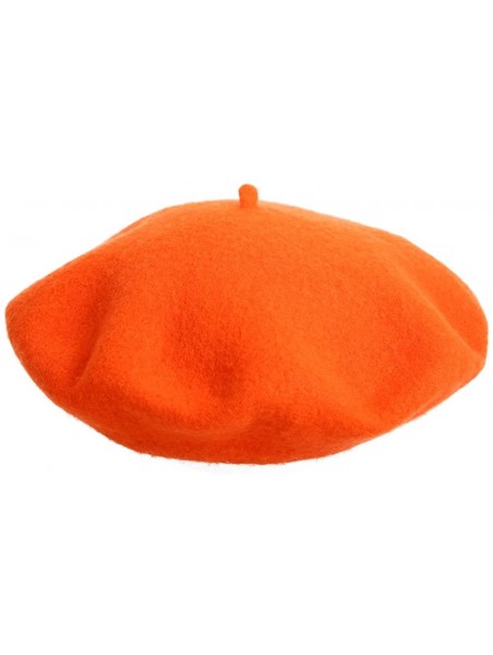 Berets French Wool Berets Hat Classic Fashion Warm Beanie Cap for Girls - Orange - CB12NB4GE9O $14.89