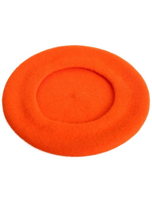 Berets French Wool Berets Hat Classic Fashion Warm Beanie Cap for Girls - Orange - CB12NB4GE9O $14.89