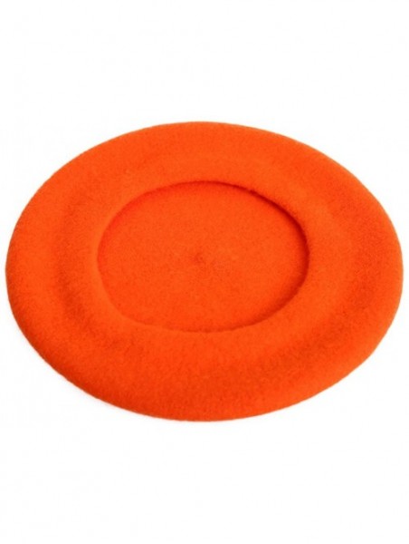 Berets French Wool Berets Hat Classic Fashion Warm Beanie Cap for Girls - Orange - CB12NB4GE9O $14.89