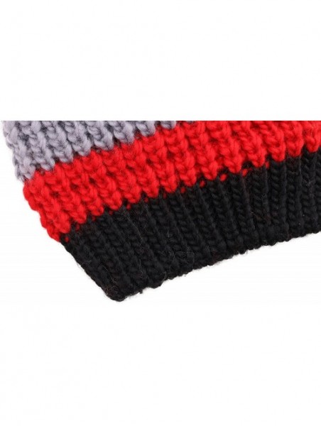 Skullies & Beanies Boys Girls Kids Knit Beanie with Pompom Toddlers Winter Hat Cap - Black Striped - CF185354RGT $10.20