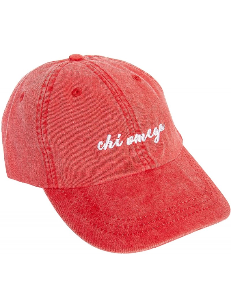 Baseball Caps Chi Omega (N) Sorority Baseball Hat Cap Cursive Name Font chi o - Red - CY18S07962C $25.54