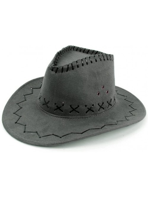 Cowboy Hats Wild Brim Cowboy Hat Fancy Dress Party Accessory Country Western Rancher - Grey - CM12DH3QC23 $12.36