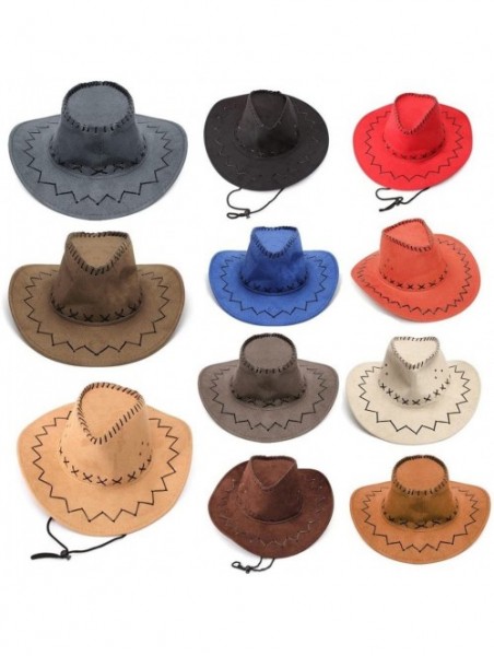 Cowboy Hats Wild Brim Cowboy Hat Fancy Dress Party Accessory Country Western Rancher - Grey - CM12DH3QC23 $12.36