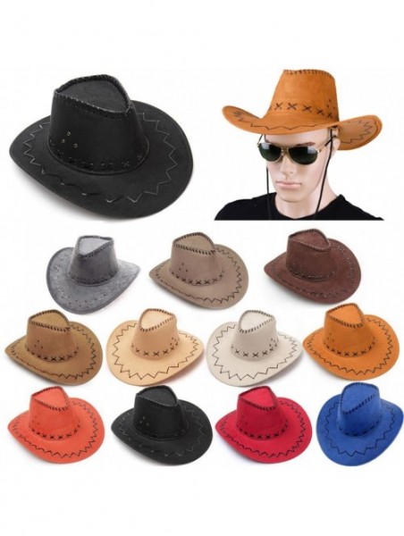 Cowboy Hats Wild Brim Cowboy Hat Fancy Dress Party Accessory Country Western Rancher - Grey - CM12DH3QC23 $12.36