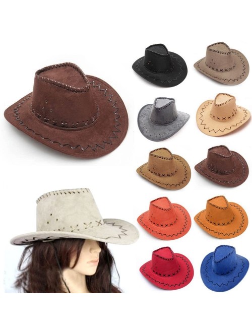 Cowboy Hats Wild Brim Cowboy Hat Fancy Dress Party Accessory Country Western Rancher - Grey - CM12DH3QC23 $12.36