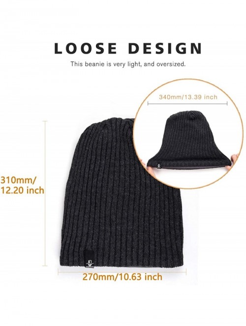 Skullies & Beanies Mens Slouchy Beanie Oversized Long Knit Hat Summer Winter Cap - Dark Gray - CA18Y9SIRCY $17.90