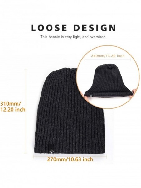 Skullies & Beanies Mens Slouchy Beanie Oversized Long Knit Hat Summer Winter Cap - Dark Gray - CA18Y9SIRCY $17.90