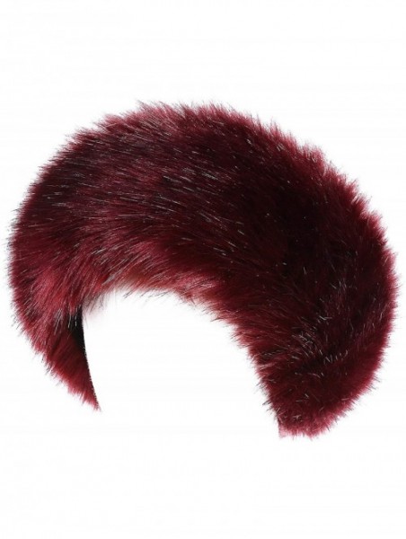 Cold Weather Headbands Faux Fur Headband with Elastic for Women's Winter Earwarmer Earmuff - Burgendy - CJ12LH25UO7 $15.80