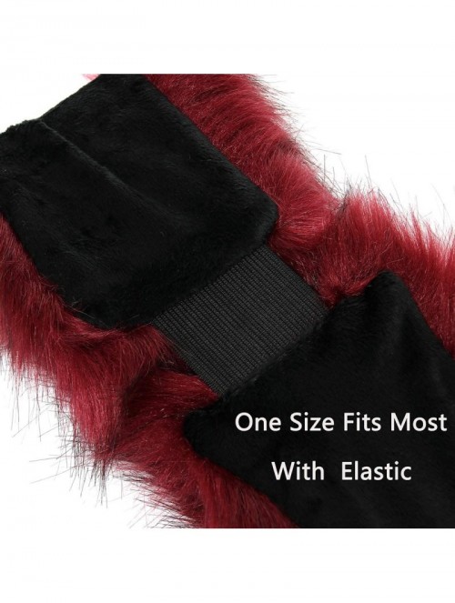 Cold Weather Headbands Faux Fur Headband with Elastic for Women's Winter Earwarmer Earmuff - Burgendy - CJ12LH25UO7 $15.80