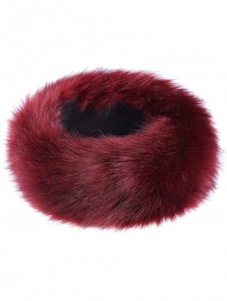 Cold Weather Headbands Faux Fur Headband with Elastic for Women's Winter Earwarmer Earmuff - Burgendy - CJ12LH25UO7 $15.80