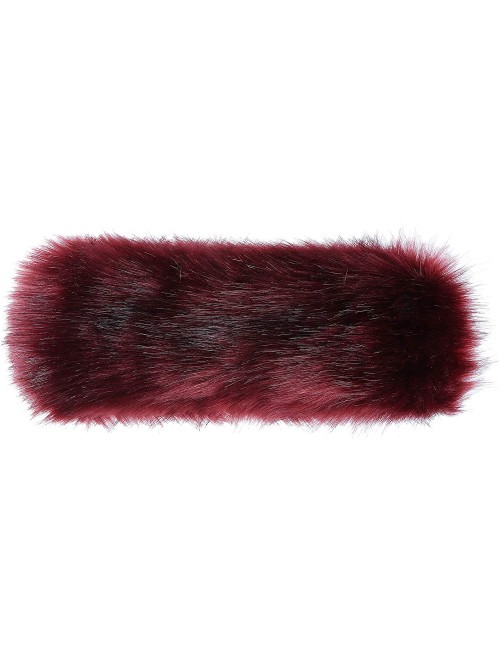 Cold Weather Headbands Faux Fur Headband with Elastic for Women's Winter Earwarmer Earmuff - Burgendy - CJ12LH25UO7 $15.80