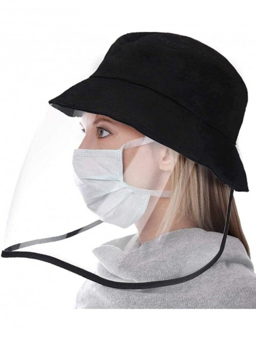Sun Hats Anti Saliva Sun Hat for Women Men Safety Face Shield Protective Cotton Removable Cap(Fisherman Hat) - Black-1 - CR19...