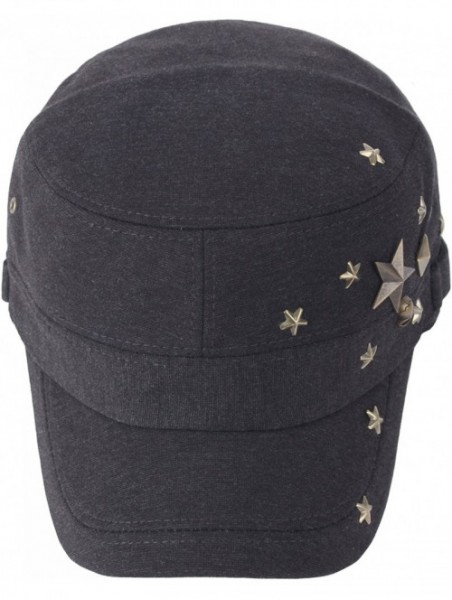 Baseball Caps A173 Skull Devil Star Metal Stud Fashion Punk Club Army Cap Cadet Military Hat - Darkgray - CU182AYT6N7 $27.77